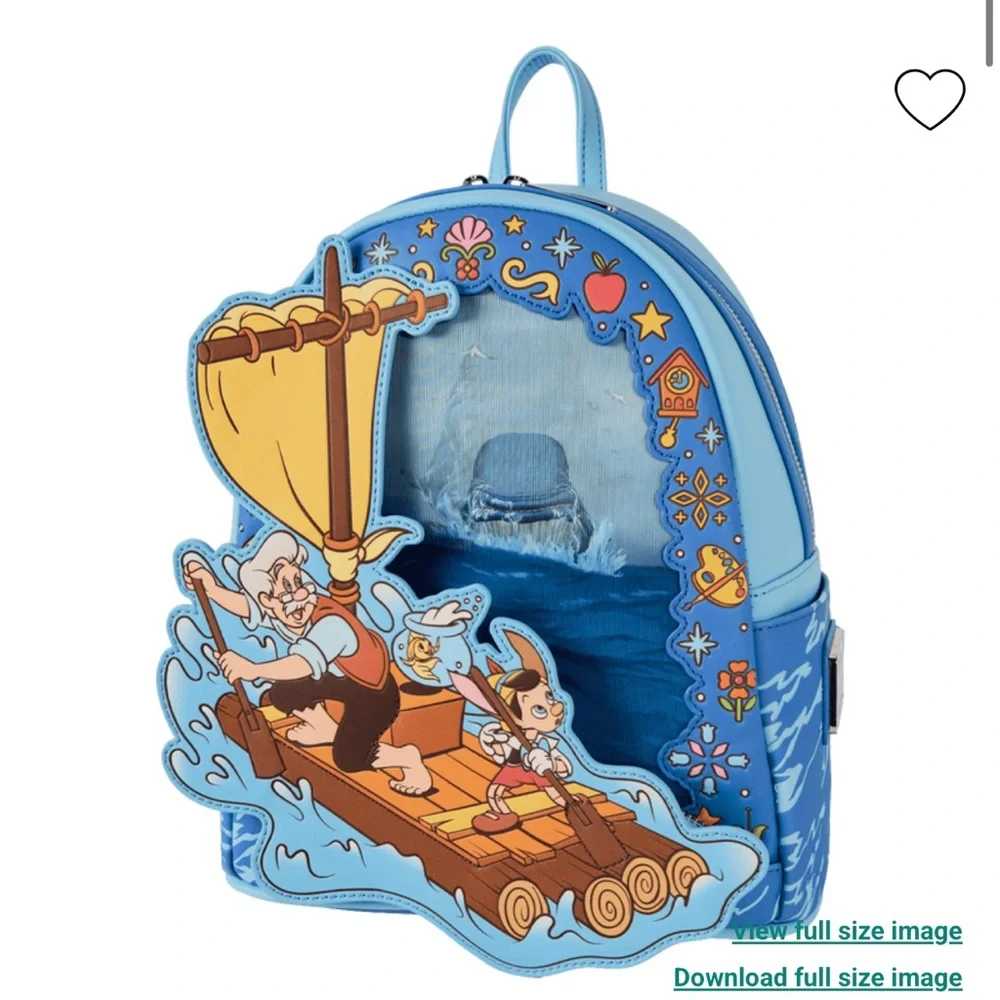 Loungefly Loungefly Pinocchio Raft Monstro Lenticular Mini Backpack & Wallet